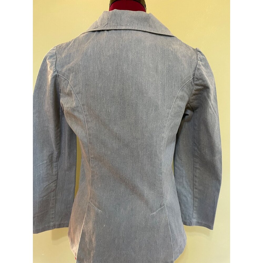 Vintage 1970s Womens Light Blue Denim Blazer Jacket Size S - Picture 14 of 16